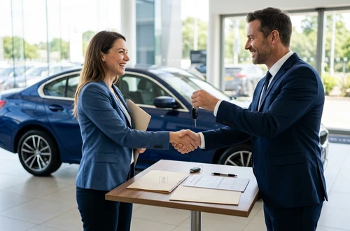 Customer getting answers about their car loan